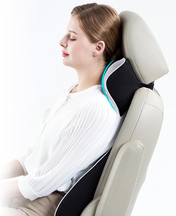 Car Neck Pillow for Neck Pain Relief and Cervical Support,Memory Foam Car Pillow for Car Seat with Adjustable Strap and Breathable Removable Cover,Car Headrest Pillow for Ergonomic Design (Gray)