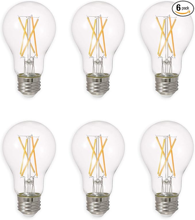 Sylvania Led Truwave Natural Series Light Bulb, 60W Equivalent, Efficient 8W A19, Medium Base, Dimmable, 800 Lumens, 2700K, Soft White, Clear - 6 Pack (40806)