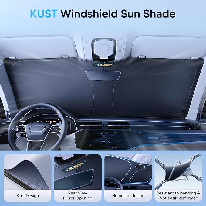 KUST Windshield Sun Shade for Audi A6 Accessories 2019-2024 2025 2026 Window Shade Sun Visor Cover Foldable Blocks UV Rays Keep Your Car Cooler