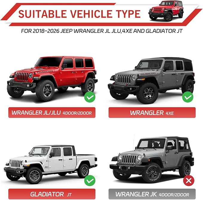 Cup Holder Coaster for Wrangler JL JLU 4XE 2018-2026 & Gladiator JT 2020-2026, Jeep Cup Holder Inserts, Original Exterior Design, Jeep Wrangler Accessories (2-pcs Set), Exclusive Patented Appearance