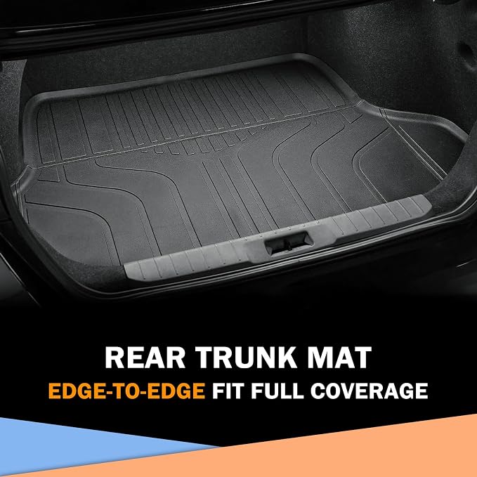 KUST Floor Mats Cargo Mat for 2019-2026 Nissan Altima Accessories, All Weather Floor Lines & Rear Trunk Liner TPE Rubber Car Mats Raised Edge, Full Set of 4PCS