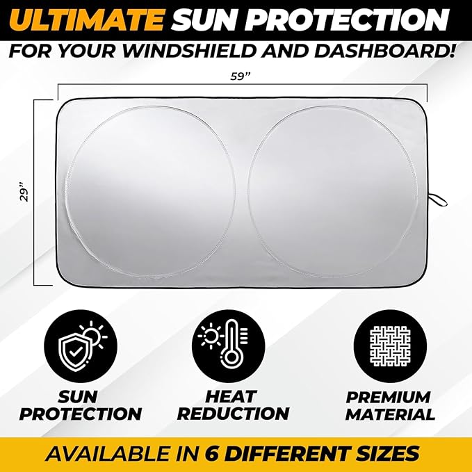 Autovir SUV Sunshade Windshield Foldable, 280T Visor Shade, SUV Accessories