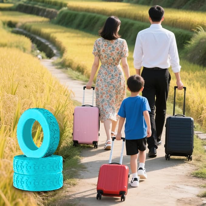 8 Pcs Luggage Wheel Covers, Anti-Noise, Fits 2-2.4" suitcase wheel, Green | suitcase wheel covers, Widened & Thickened Silicone, Anti-Noise & Scratch-Proof, Fits 2-2.4" Carry-On Luggage Wheels