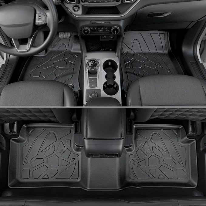Floor Mats for Ford Bronco Sport 2021-2026, All Weather Floor Mats Trunk Cargo Liner with Backrest Protectors and Door Sill Guards Accessories, Full Coverage Set (Fit Compact Spare Tire)