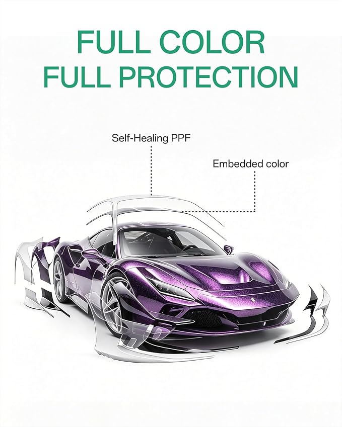 PPF, Dry Apply TPU PPF Vinyl Car Wrap Roll 1ft x 5ft, Paint Protection Vinyl Film (Gloss Cosmic Purple)