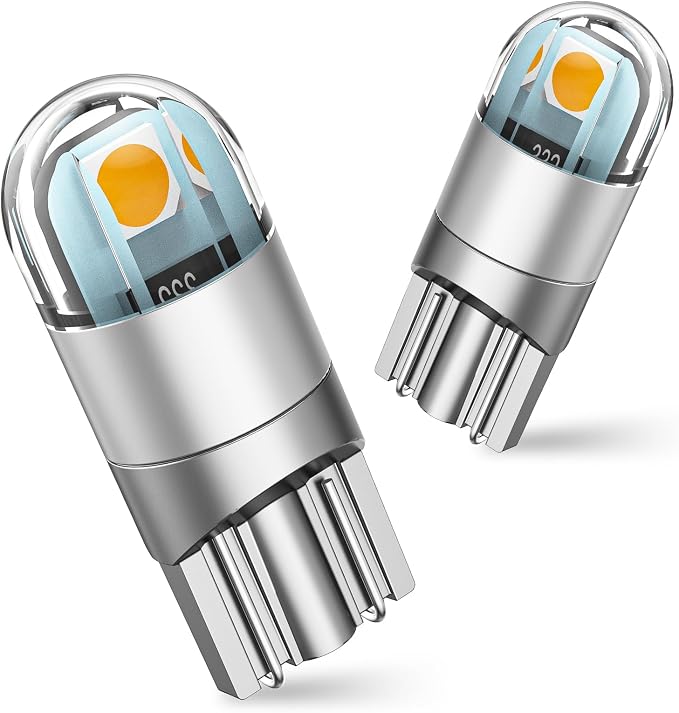 SEALIGHT 194 LED Bulb 2700K Amber, License Plate Light, Dome Light, T10 168 2825 W5W 3030 Bright Chips Wedge for Replacement Light Bulb, Map Trunk Door Courtesy Dash LED Light Bulb,Pack of 2