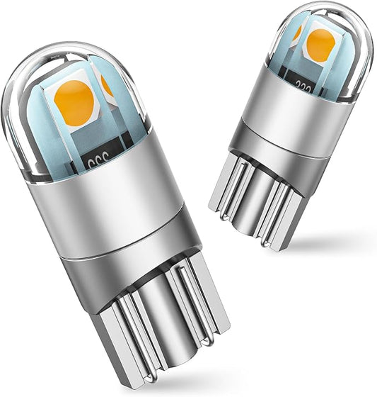SEALIGHT 194 LED Bulb 2700K Amber, License Plate Light, Dome Light, T10 168 2825 W5W 3030 Bright Chips Wedge for Replacement Light Bulb, Map Trunk Door Courtesy Dash LED Light Bulb,Pack of 2