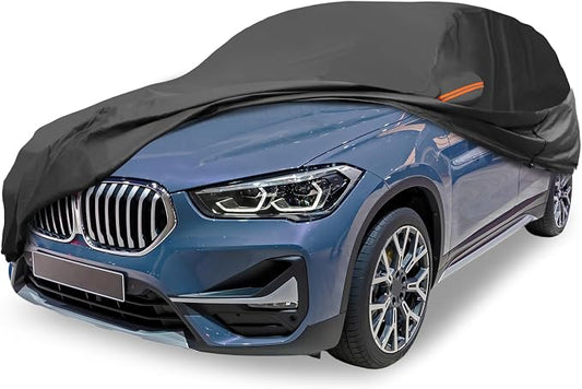 Black Heavy Duty Waterproof Car Cover for SUV 173"-179" - All-Weather UV Protected Outdoor Full Exterior Cover with Sun/Snow/Rain Resistance