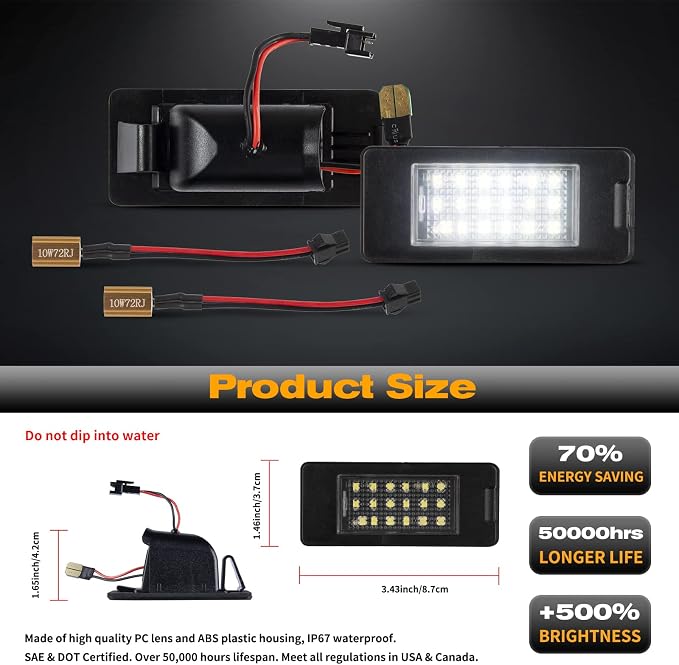 POPMOTORZ LED License Plate Lights, 18 SMD LED License Tag Lamp Compatible with 2015-2020 Chevy Tahoe Suburban Malibu Escalade ATS GMC Yukon Yukon XL, 6000K White, Pack of 2