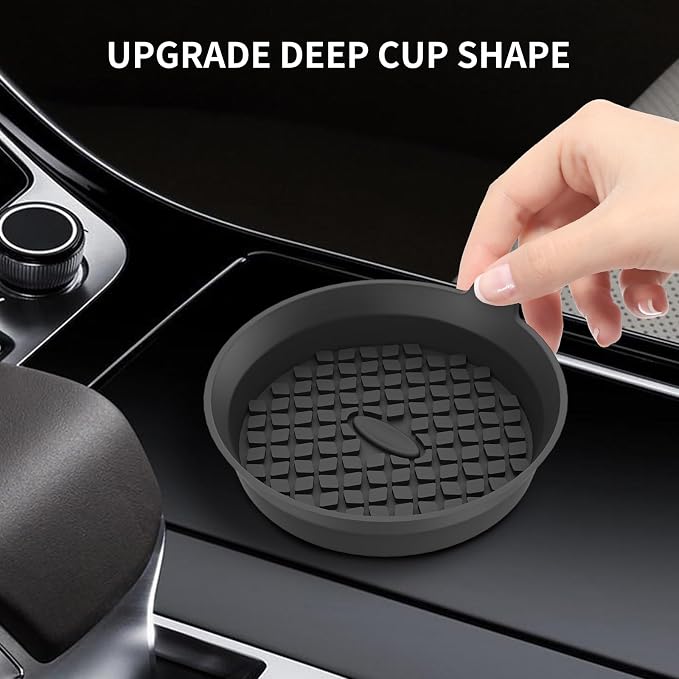 ME.FAN Car Cup Holder Coasters [4 Pack] Silicone Cups Mats, Automotive Universal Non-Slip Recessed Interior Accessories Black