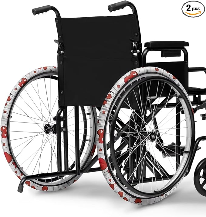 Love Heart Cute Wheelchair Wheel Covers Romantic 24" Wheels Protective Cover Washable Women Valentine's Day Gifts