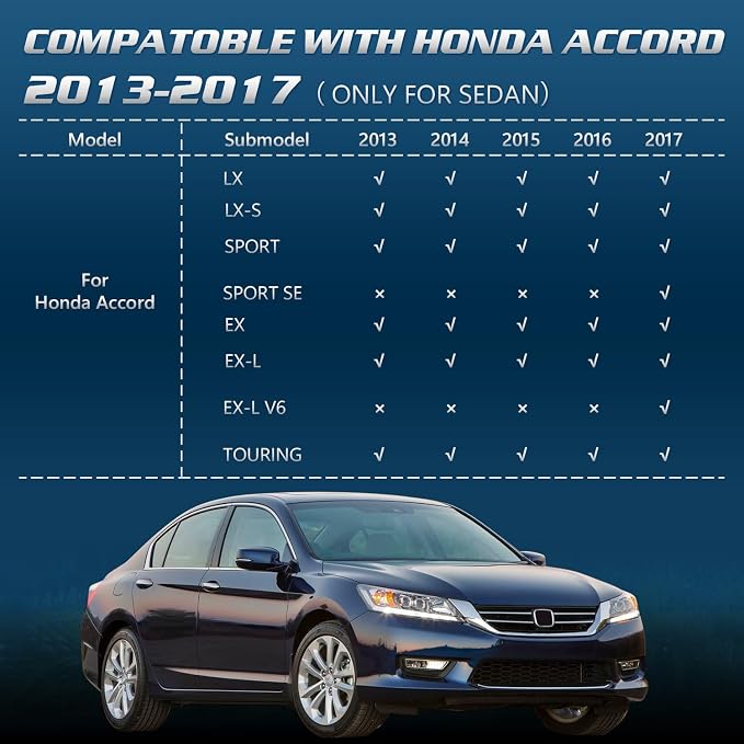 Floor Mats & Cargo Liner Compatible with Honda Accord 2013-2017 Only Fuel(Sedan),All Weather Protection TPE, Anti-Slip Trunk Mat Compatible with Honda Accord 2013 2014 2014 2016 2017 Accessories