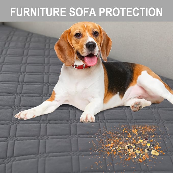 Genina L Shape Couch Cover, Sectional Couch Chaise Covers, Waterproof Washable Sofa Covers for Right L Shape Chaise Lounge, Anti-Slip Sofa Slipcovers for Dogs Cats Pet Friendly(Dark Grey)