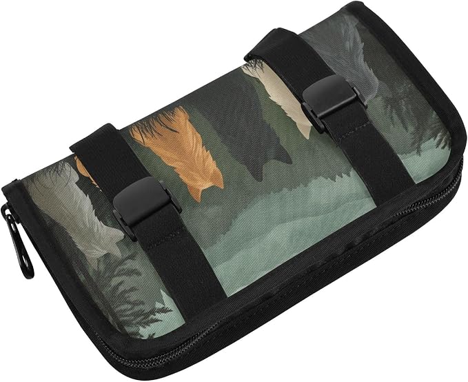 Car Visor Tissue Holder Mask Holder for Car, Car Tissue Box Sun Visor Napkin Holder Car Visor Accessories Adjustable Straps Reusable Durable Easy to Install Cute Wolves Back and Green Mountai