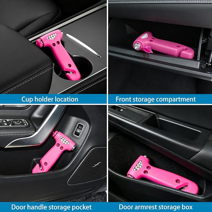 VZZNN 5-Pack Car Safety Hammer, 2-in-1 Window Breaker Seatbelt Cutter | Emergency Escape Tool, Carbon Steel Tip, Stainless Steel Blade, Ergonomic Design, Multicolor