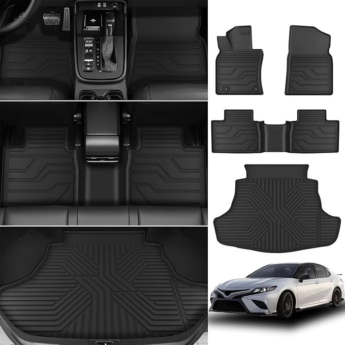 KARPAL Floor Mats for Toyota Camry 2025 2026 Hybrid/SE/LE/XLE/XSE, Custom Fit All Weather TPE Floor Liners, 1st & 2nd Row & Trunk Mat Full Set, Camry Accessories