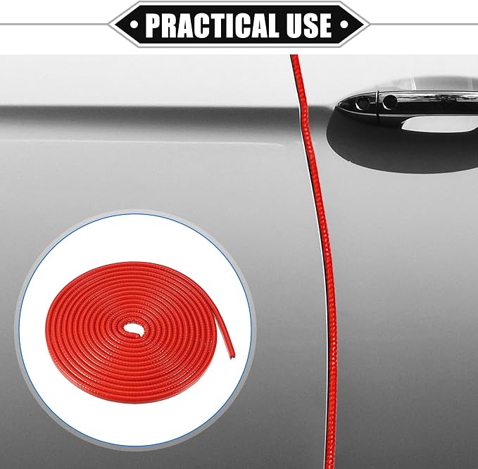 Car Door Edge Guard, 16.4ft U Shape Rubber Edge Trim Seal Strip Protector Universal for Car Truck ATV Boat Multifunctional No Glue PVC Iron Red