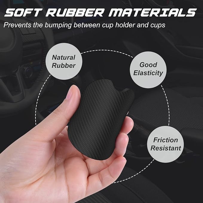 Aiawoxc Car Cup Holder Coasters, 2 Pack Universal Auto Anti Slip Insert Coaster with A Finger Notch, Cute Car Assecories for Women Men, Cup Mat for Most Interior, Black Marble