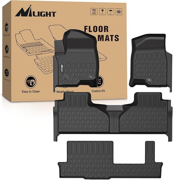 Nilight TPE Floor Mats for Chevy Tahoe GMC Yukon Cadillac Escalade | Bench Seat Only 2021 2022 2023 2024 2025 2026 All Weather Custom Fit Heavy Duty Floor Liners
