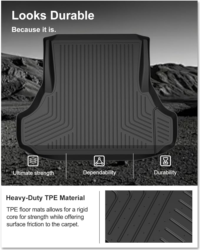 Kiwi Master Cargo Mat for 2011-2023 Dodge Charger/Chrysler 300 | Custom Fit All Weather Rear Cargo Liner, Heavy Duty TPE Tray Trunk Mat, Black