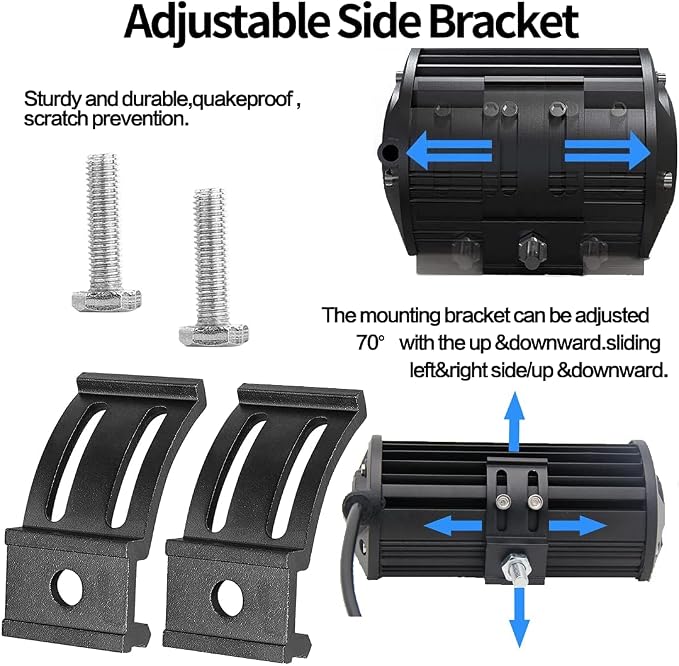 Slide Mounting Bracket LED Bar Base Mounting Brackets Universal Adjustable Side Bracket Kit for Most Work Lights Pod Lights from 4 inch up to 52 inch (Pack of 2)