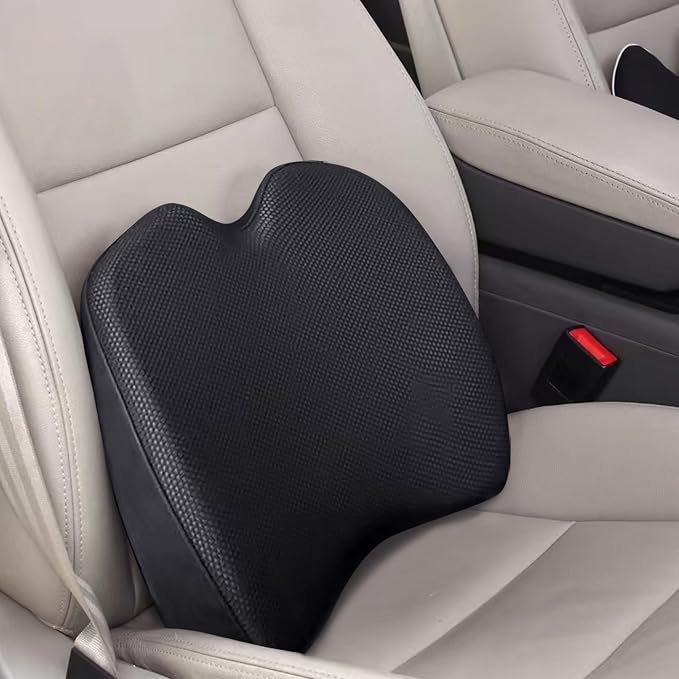 Super Soft Lumbar Support Pillow for Car, 100% Memory Foam Lumbar Pillow | Back Support Pillow with Breathable Removable Cover, Ergonomic Design - Posture Corrector Pillow for Back Pain Relief(Black)