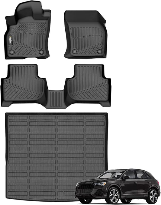 Wailtnb- Floor Mats & Cargo Mats Set Fit Audi Q3 2019-2025 All Weather Floor Liners for Audi Q3 Car Mat Liner Trunk Liner Accessories for 2025 Q3