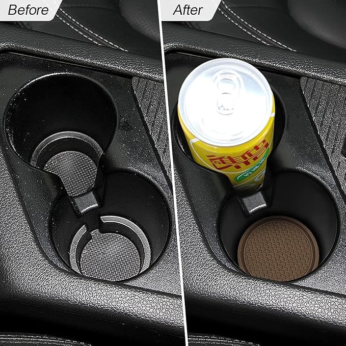 4 Pack Car Cup Holder Coaster, 2.75 Inch Diameter Non-Slip Universal Insert Coaster, Durable, Suitable for Most Car Interior, Car Accessory for Women and Men (Coffee)