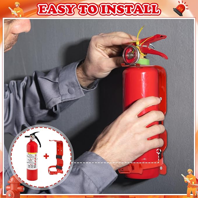 4Pack Fire Extinguisher Mount - 2.5LB Fire Extinguisher Bracket for Home Car Truck RV, Heavy Duty Fire Extinguisher Wall Mount Holder(Red)