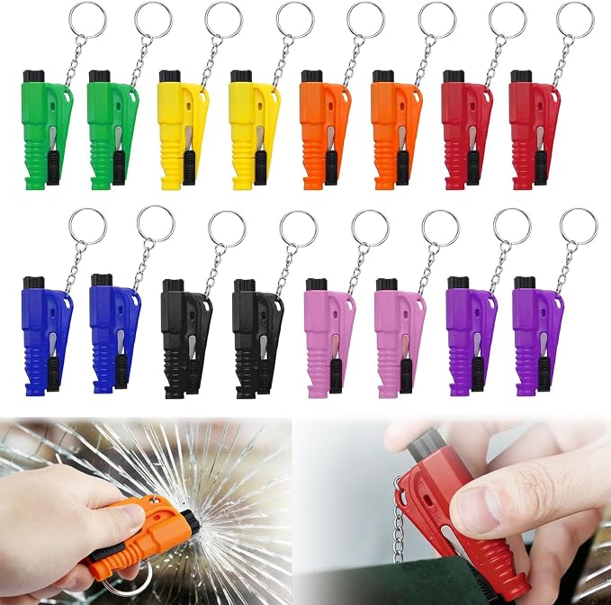 16 Pcs Car Window Breaker Seatbelt Cutter- 3 in 1 Glass Breaker Portable Emergency Escape Tools to All Car Applicable Accessories