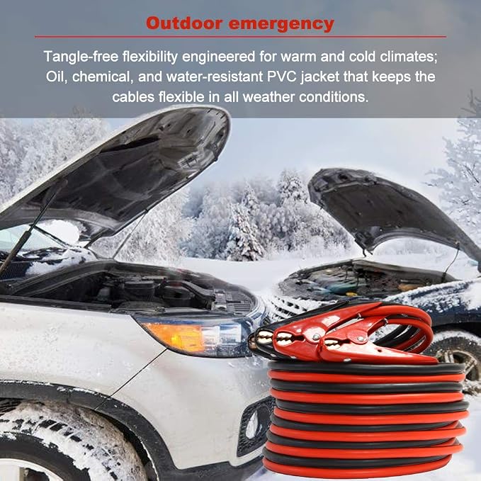 A ABIGAIL Heavy Duty Jumper Cables, Booster Cables 1 Gauge 800A 25 Ft Booster Jump Start Automotive Jumper Cables Kit for Car, SUV, and Trucks with Professional Clamps and Carrying Bag