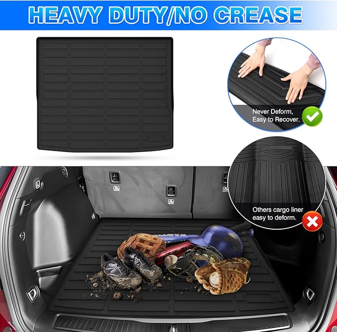 Cartist Custom Fit for Cargo Liner Jeep Cherokee 2014-2022 2023 All Weather Anti-Slip Rear Trunk Mat Waterproof TPE (NOT for Jeep Grand Cherokee)