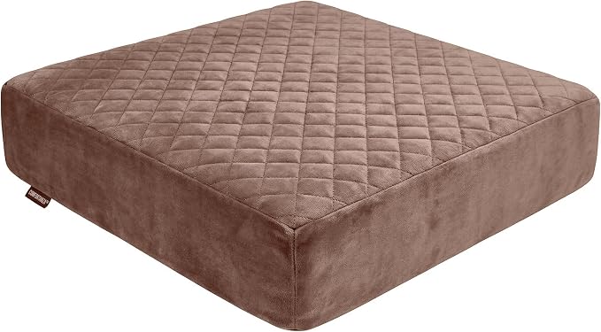 Soft 20x20x5 Memory Foam Recliner Chair Seat Cushion for Long Sitting - Armchair Pad with Washable Velvety Cover & Non-Slip Base for Seniors & Elderly - Brown