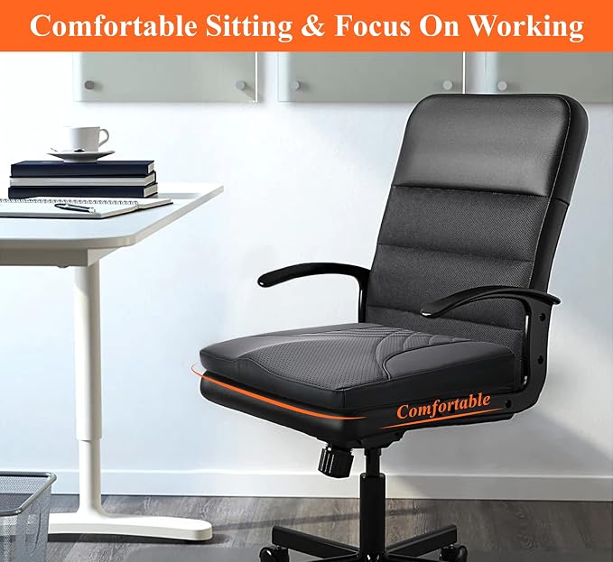 kingphenix Premium Car Seat Cushion, Memory Foam Driver Seat Cushion to Improve Driving View- Coccyx & Lower Back Pain Relief - Seat Cushion for Car, Truck, Office Chair (Leather Black)