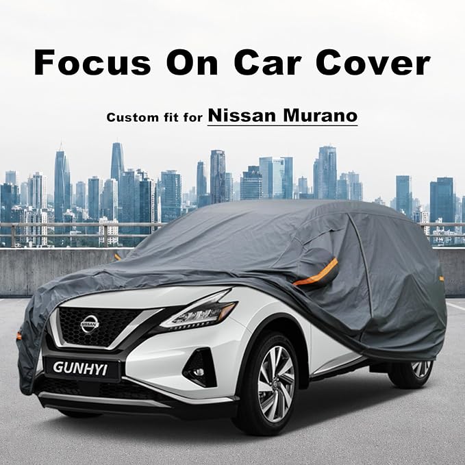 GUNHYI Premium Car Cover Custom Fit Nissan Murano (2002-2026), 16 Layers Heavy Duty Car Cover Waterproof All Weather with Zipper Door for Sun Rain Snow Dust Uv Protection