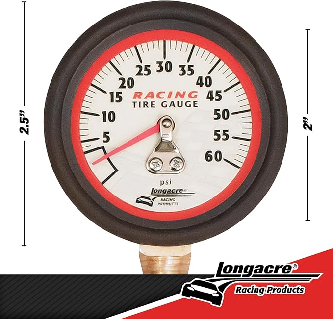 Longacre 50417 0-60 PSI Analog Tire Pressure Gauge, 2 Inch