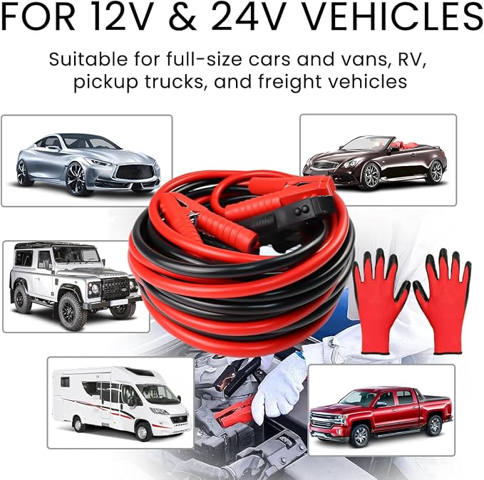 iMeshbean Auto Jumper Cables 0 Gauge 3000AMP 20Ft, Instruction Slip, Commercial Grade Automotive Booster Cables, Heavy Duty for Car Van Truck