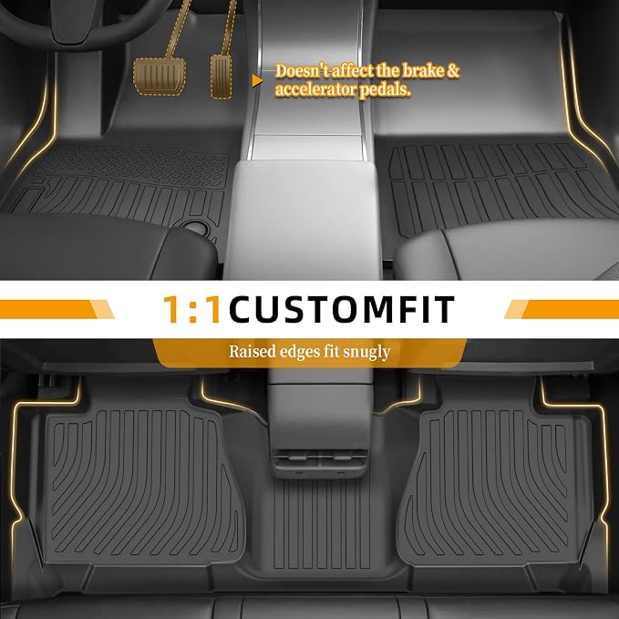 Floor Mats for Chevy Tahoe 2007 2008 2009 2010 2011 2012-2014 | for GMC Yukon Bench (NOT fit XL or Hybrid), for Chevrolet Tahoe Floor Mats 1st&2nd Row&Cargo Liner,8 Seats,TPE Summer Winter