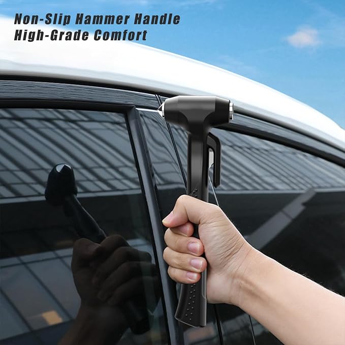 Car Window Breaker, Glass Breaker and Seatbelt Cutter, Emergency Car Glass Safety Hammer, Window Punch Seatbelt Cutter for Family Rescue & Auto Escape Tools(Black)