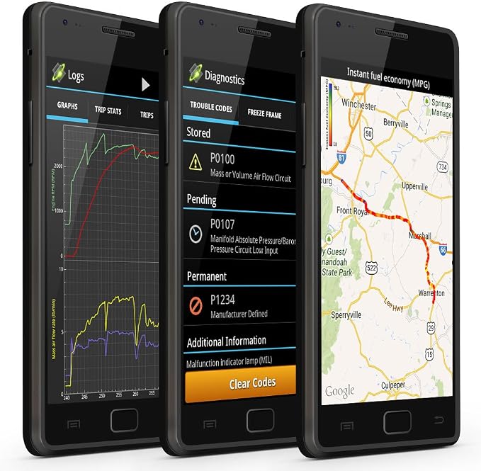 OBDLink LX Bluetooth 3.0 OBD2 Adapter for Motoscan, Torque, Hybrid Assistant (Android Only), OBD II Diagnostic Scanner