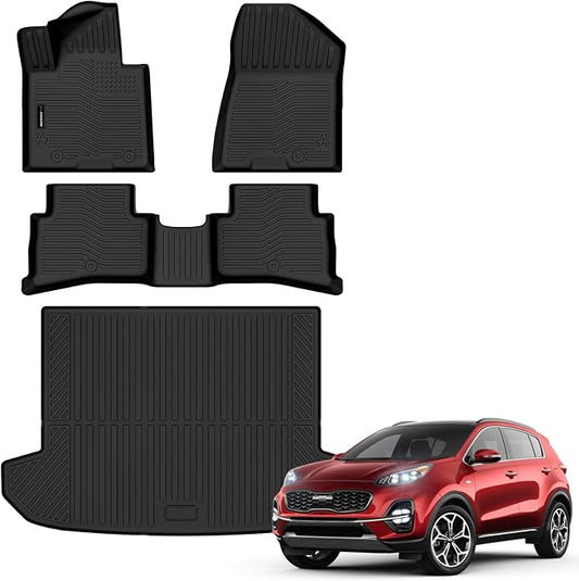 Auxko All Weather Floor Mats Cargo Mat for kia Sportage Gasoline 2017 2018 2019 2020 2021 2022 All Season TPE Accessories Guard Odorless Anti-Slip Floor Liners Trunk Mat