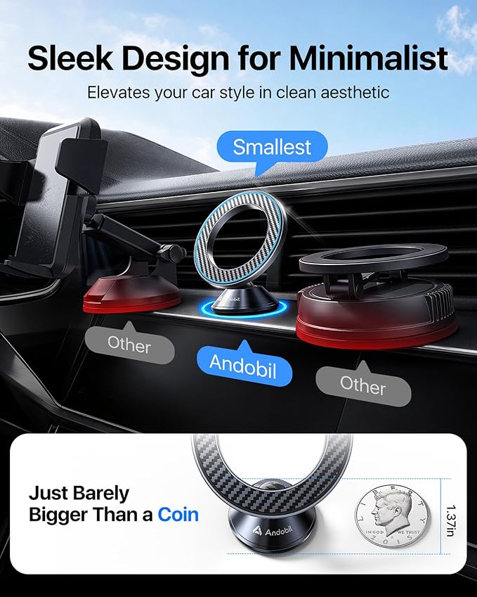 andobil for Magsafe Car Mount [Strongest Magnet & Upgraded 3M Adhesive] Magnetic Phone Holder for Car Dashboard 360 Adjustable Magnetic Car Phone Holder Mount for iPhone 17 Pro Max 16 15 14 13 Plus