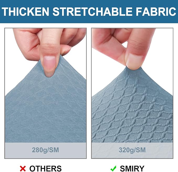 Smiry Waterproof Seat Covers for Dining Room Chairs Set of 4, Stretch Jacquard Removable Washable Chair Seat Slipcovers Protector, No Rear Covers, Airy Blue