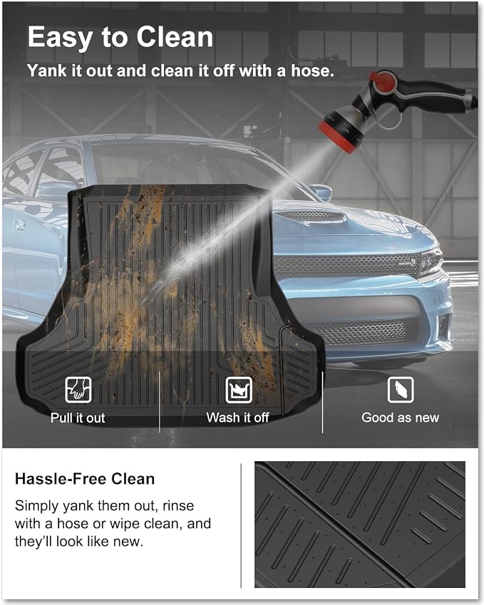 Kiwi Master Cargo Mat for 2011-2023 Dodge Charger/Chrysler 300 | Custom Fit All Weather Rear Cargo Liner, Heavy Duty TPE Tray Trunk Mat, Black