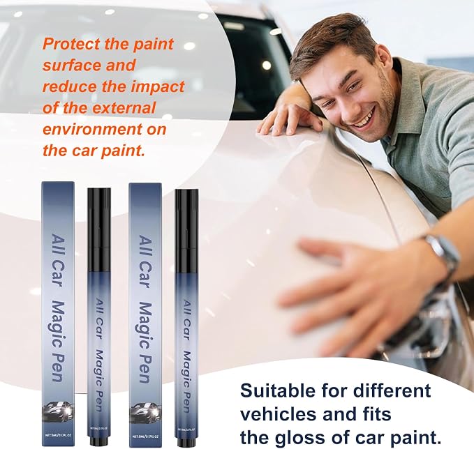 All Car Magic Pen, Magic Car Scratch Removal Pen, Lasting Car Scratch Remover, Quick Fix for Scratches and Paint Damage,Easy Use, Weatherproof Fits All Car Colors (2 PC)