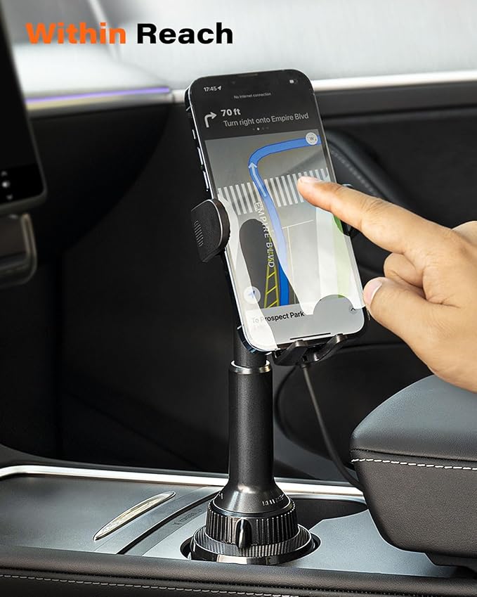 APPS2Car 15W Qi Wireless Car Charger Solid Cup Holder Mount, Adjustable Long Arm & 360° Rotation, Fits 3"–4" Round Cup Holders, Works with Cases ≤ 4 mm (No Metal Attachments)