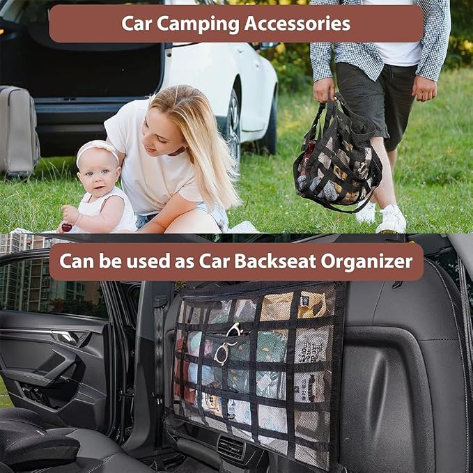 Car Ceiling Cargo Net for Subaru Forester 2018-2026 Car Roof Storage Mesh Bag Adjustable Roof Storage Organizer Double-Layer Mesh Pocket Accessories