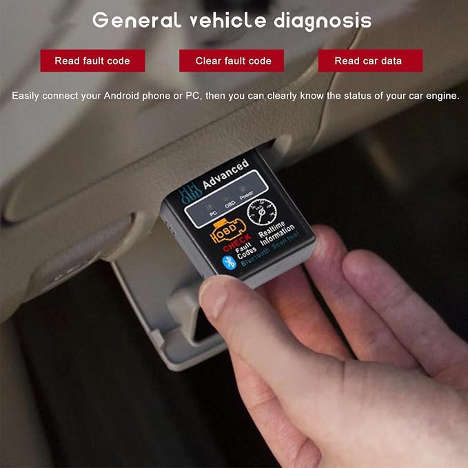 Bluetooth OBD2 Scanner for Car, OBD II Wireless Diagnostic Code Reader Bluetooth Scan Tool, Universal Professional Auto Engine Fault Diagnosis Tester Adapter, Car Accessories