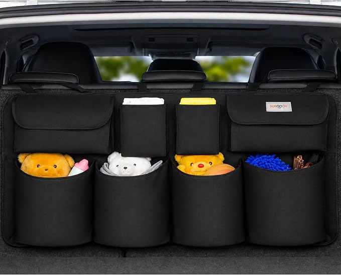 SURDOCA Car Trunk Organizer, LARGE CAPACITY(43 x 19 in) Car Storage Bag with 8 Pockets, 7X Upgraded Trunk Storage Organizer for Car, SUV, Truck, MPV