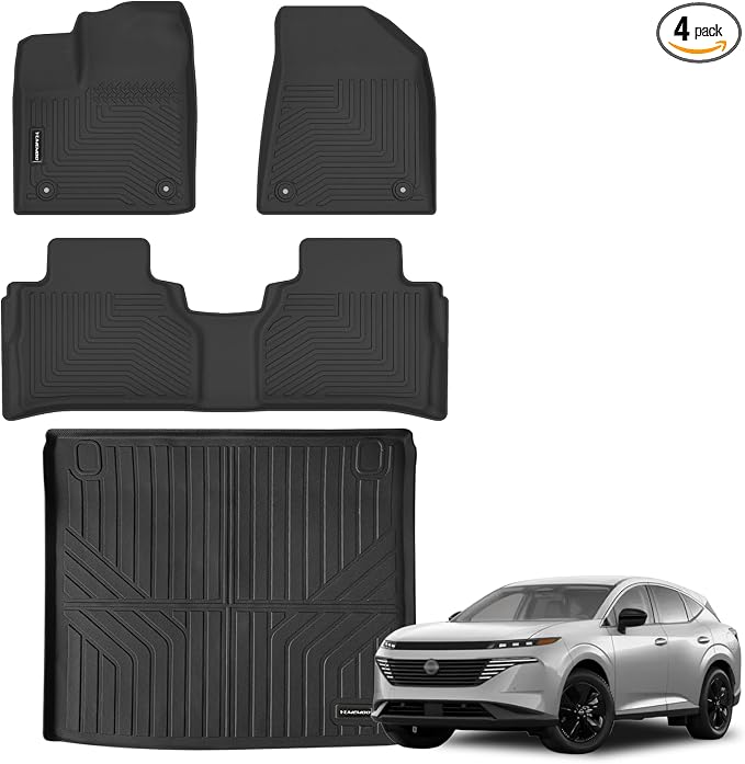 Floor Mats for 2025 2026 Nissan Murano Upgrade Trunk Mat All Weather Floor Liners TPE Rubber Cargo Liner Fit for Nissan Murano 2025 2026 Anti-Slip Full Set Automobile Mats Accessories
